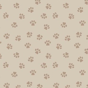 The minimalist dog paws sweet pet lovers boho style paw design in vintage beige brown on sand
