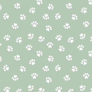 The minimalist dog paws sweet pet lovers boho style paw design in white on mint sage green