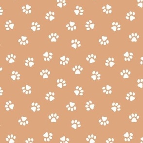 The minimalist dog paws sweet pet lovers boho style paw design in white on vintage orange tangerine peach