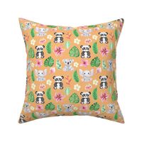 Tropical animals and flowers motif 3 orange (Rajah)