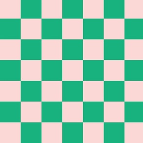 Green & rose checkers, bold, colorful, playful