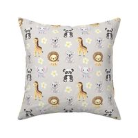 Tropical animals and flowers Motif 4 light grey (Westar)