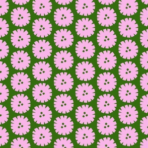 Circle Flowers Green, spring, bold, cutout, paperart, home textiles