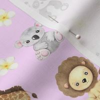 Tropical animals and flowers Motif 4 pink (Pink Lace)