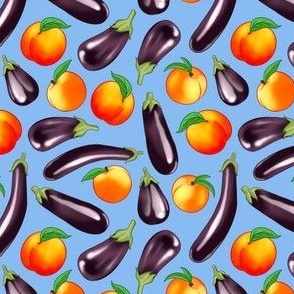 Eggplant Peaches Pattern Wallpaper Stock Illustration 1912259947