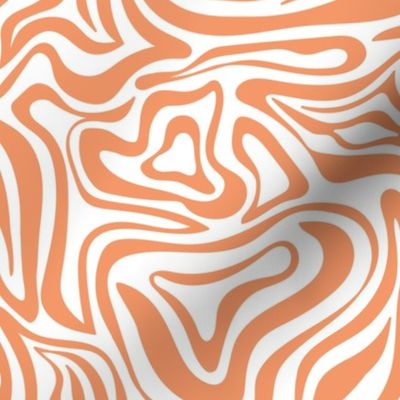 Groovy swirls - Vintage abstract organic shapes and retro flower power zebra style cool boho design orange seventies on white