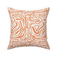 Groovy swirls - Vintage abstract organic shapes and retro flower power zebra style cool boho design orange seventies on white