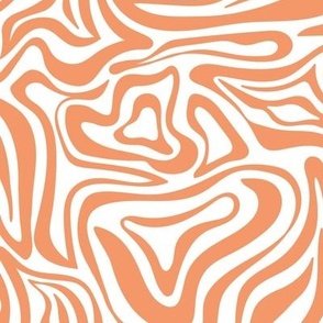 Groovy swirls - Vintage abstract organic shapes and retro flower power zebra style cool boho design orange seventies on white