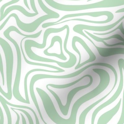 Groovy swirls - Vintage abstract organic shapes and retro flower power zebra style cool boho design mint green on white 