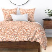 Groovy swirls - Vintage abstract organic shapes and retro flower power zebra style cool boho design orange seventies on white LARGE