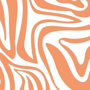 Groovy swirls - Vintage abstract organic shapes and retro flower power zebra style cool boho design orange seventies on white LARGE