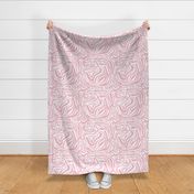 Groovy swirls - Vintage abstract organic shapes and retro flower power zebra style cool boho design soft pink on white spring summer LARGE