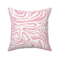 Groovy swirls - Vintage abstract organic shapes and retro flower power zebra style cool boho design soft pink on white spring summer LARGE