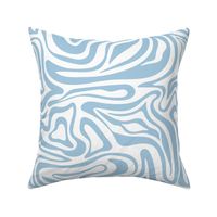 Groovy swirls - Vintage abstract organic shapes and retro flower power zebra style cool boho design baby blue on white spring summer  LARGE