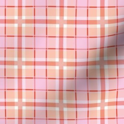Traditional style summer plaid checkered tartan seasonal western style design abstract spring texture check print red orange pink