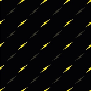 Yellow Electric Thunderbolts on Black background