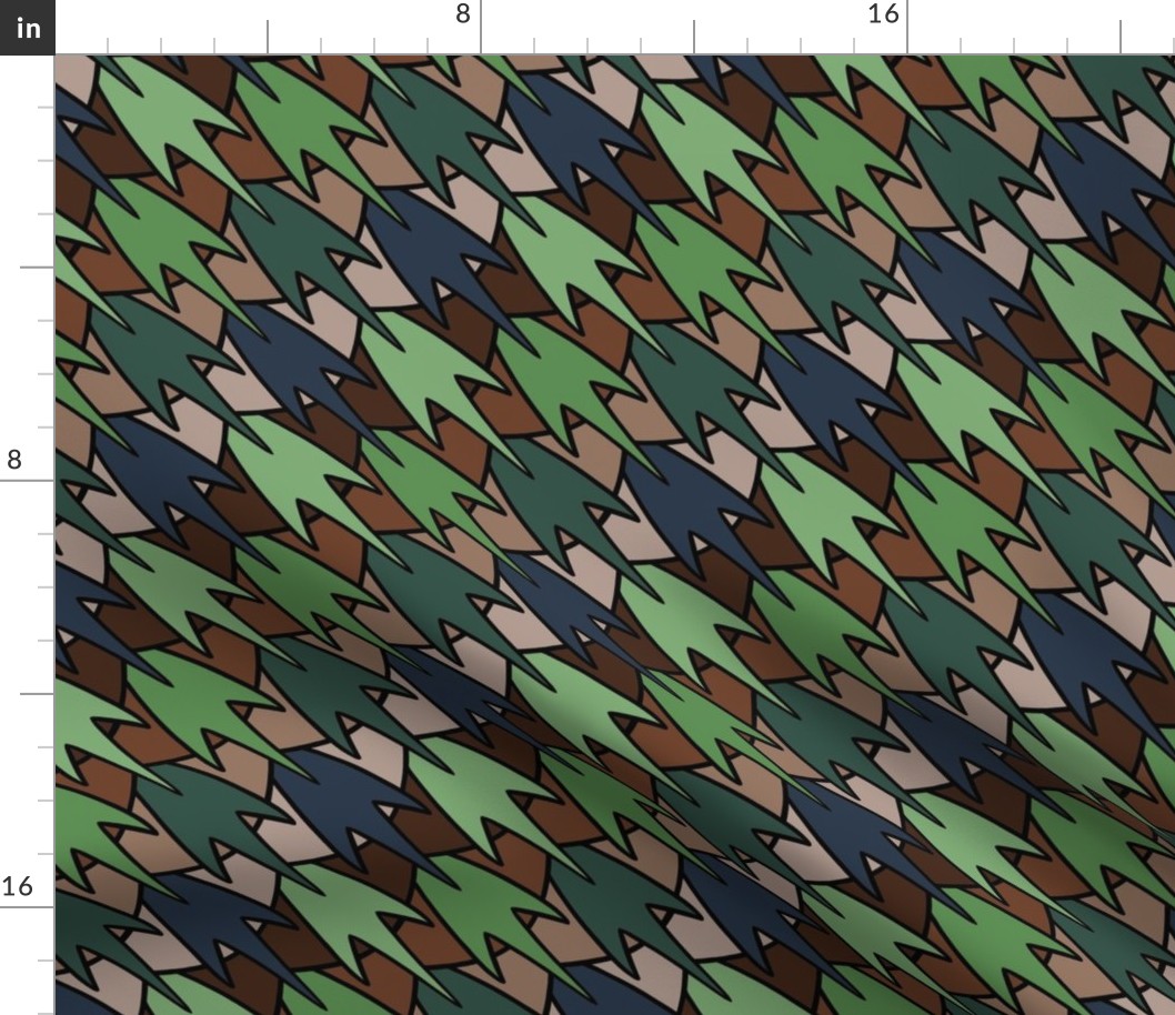 Pinecone Houndstooth Navy Kelly Green and Pine