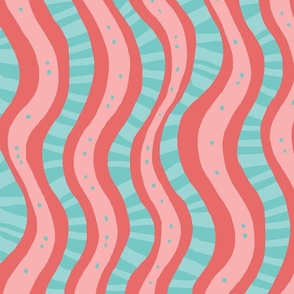 Squiggle Stripes Pink and blue XL