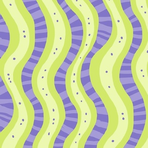 Squiggle Stripes Lemon and Periwinkle XL