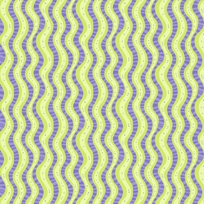 Squiggle Stripes Lemon and Periwinkle