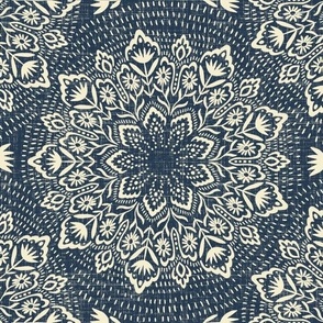 Sprung from the earth - spring mandala - navy