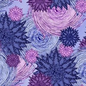 Reworked Classic - The Transformation of a Hand Drawn Floral Motif in Lavender, Burgundy and Purple  - Digitalized Design
