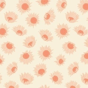 Thistle flowers in peach on cream background