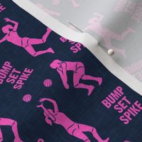 Bump Set Spike - Volleyball - Pink on Navy - LAD22