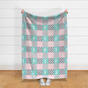 Volleyball wholecloth - patchwork in pink and  light teal  - LAD22