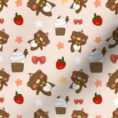 Bear, Teddy Bear, Strawberry, Ribbon, Pink, Doll, Teddy Bear