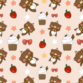 Bear, Teddy Bear, Strawberry, Ribbon, Pink, Doll, Teddy Bear