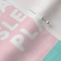 Eat Sleep Play - Volleyball wholecloth - patchwork in pink and light teal - LAD22