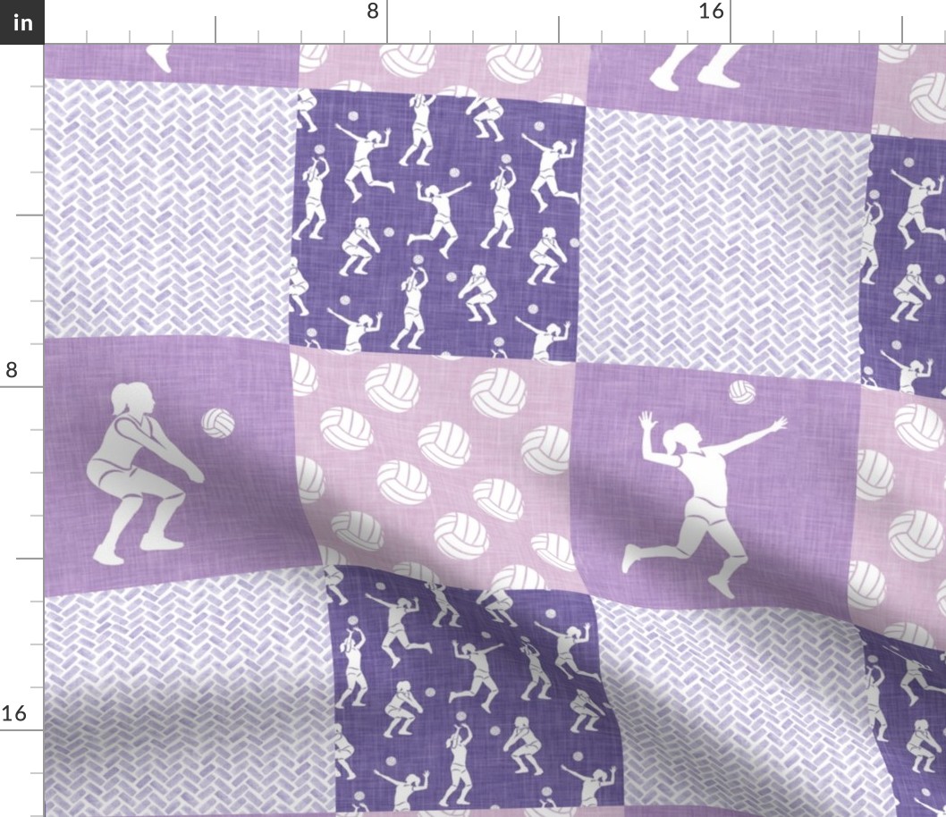 Volleyball Patchwork - Wholecloth - Purple -  LAD22