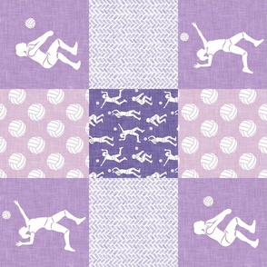 Volleyball Patchwork - Wholecloth - Purple -  (90) LAD22