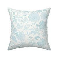 Sconset Millefleur | Watercolor flowers | Blue monochromatic abstract floral | Daffodils, Roses and Hydrangeas