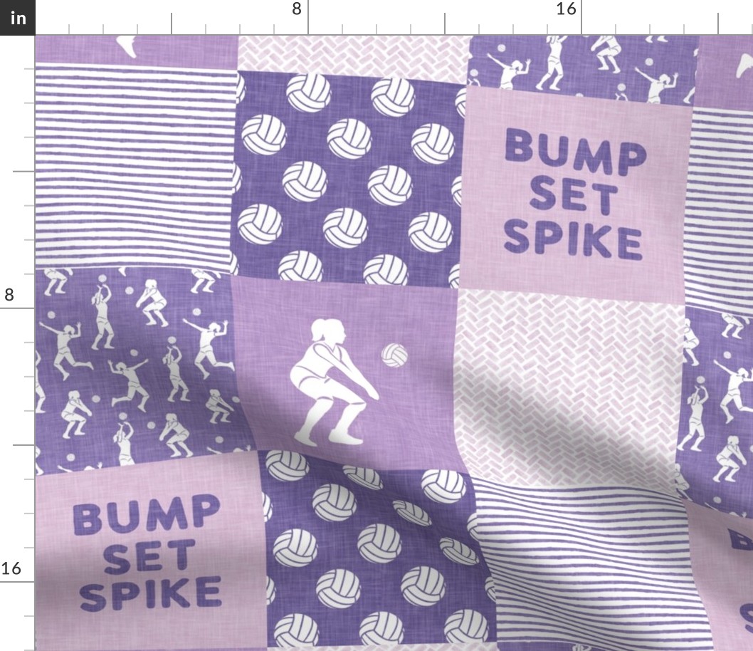 BUMP SET SPIKE - Volleyball Patchwork - Wholecloth - Purple - LAD22