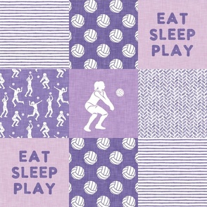 EAT SLEEP PLAY - Volleyball Patchwork - Wholecloth - Purple -  LAD22