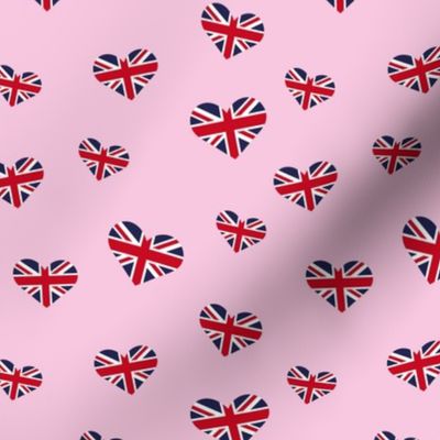 UK flag of Great Britain Union Jack queen's jubilee hearts red blue on pink