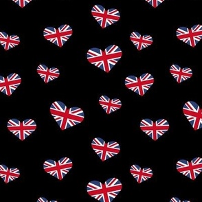 UK flag of Great Britain Union Jack queen's jubilee hearts red blue on black