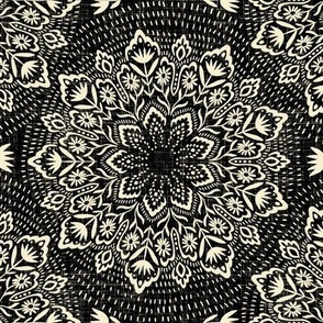 Sprung from the earth - spring mandala - black