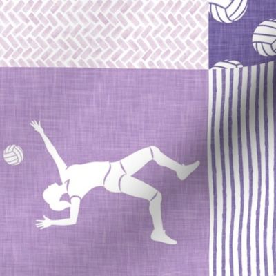 BUMP SET SPIKE - Volleyball Patchwork - Wholecloth - Purple - (90) LAD22