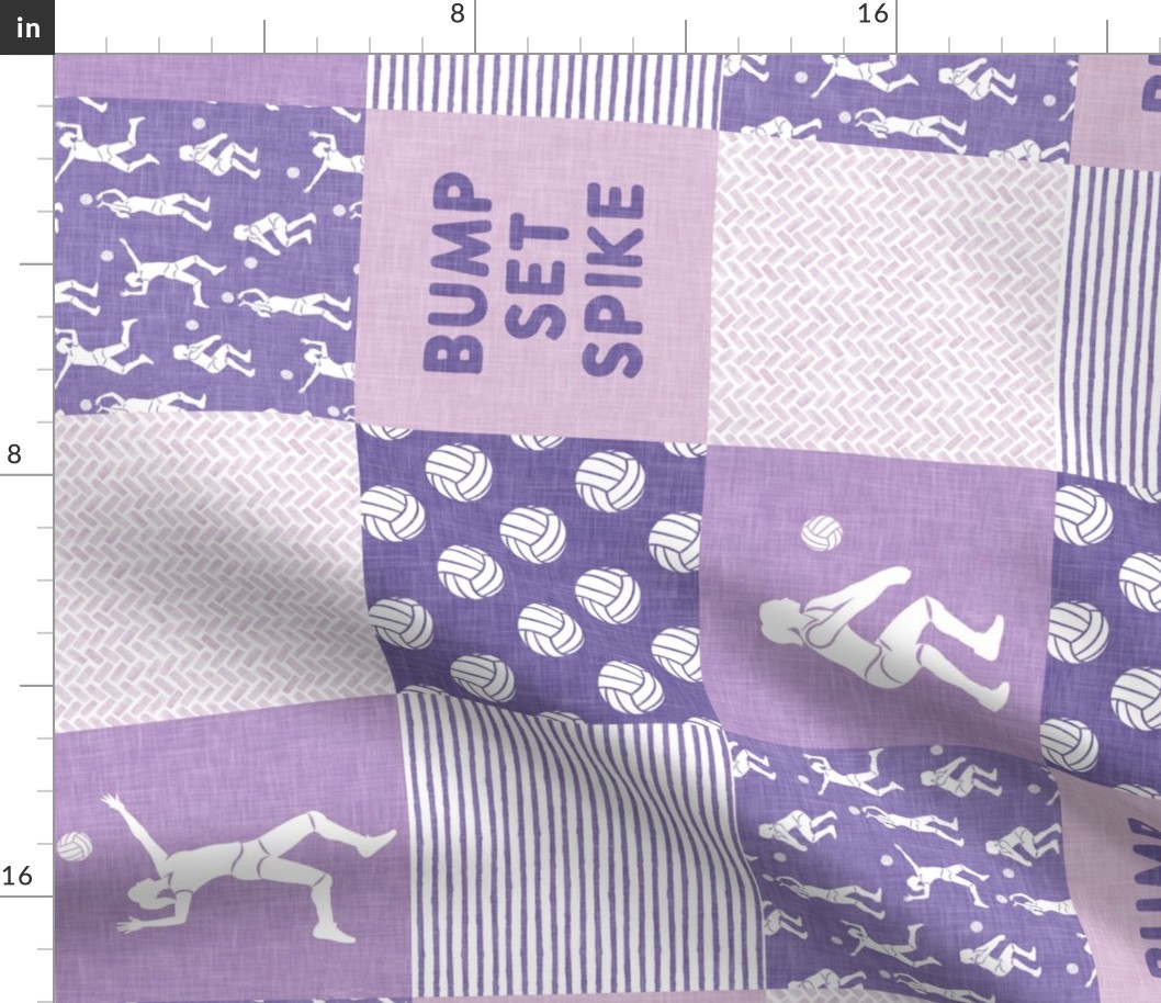 BUMP SET SPIKE - Volleyball Patchwork - Wholecloth - Purple - (90) LAD22