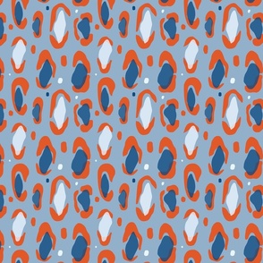 Smaller Scale - Leopard Print Classic Blue Burnt Orange