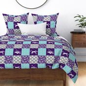 Volleyball patchwork - wholecloth in purple and teal -  (90) LAD22