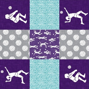 Volleyball patchwork - wholecloth in purple and teal -  (90) LAD22
