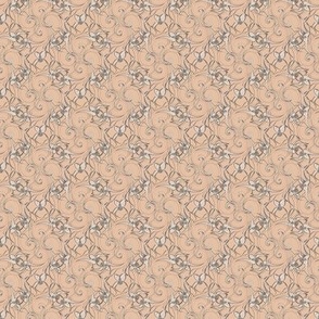 French Rococo Floral Filigree - Endless Nude on Pale Peach