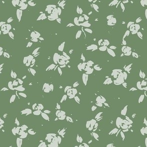 Sage green sweet ditsy roses - watercolor rose pattern a866-1