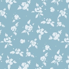 Teal sweet ditsy roses - watercolor rose pattern a866