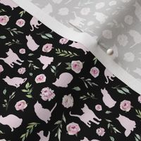 micro scale pink cat pink floral black bg