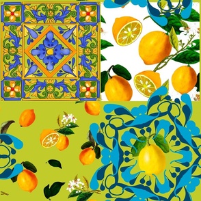 Summer ,citrus,boho ,bohemian,floral Mediterranean style ,lemon fruit pattern 
